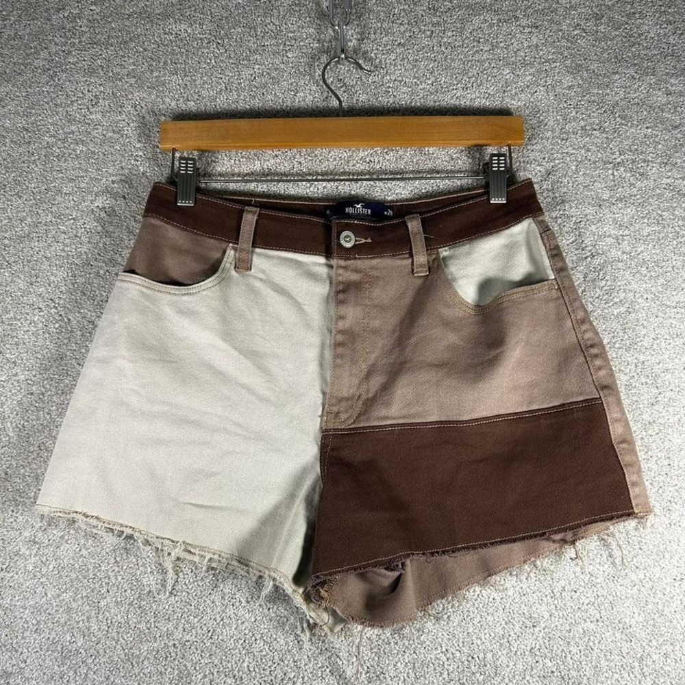 Women's Hollister high rise mom fit earth tone color block micro shorts Size 29"